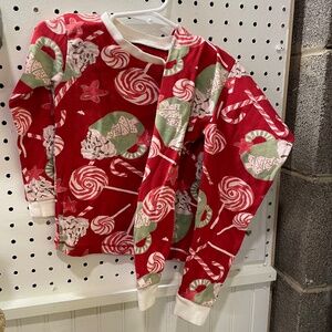 Burts Bees Red Holiday Cocoa and Candy Pajama Set Size 2